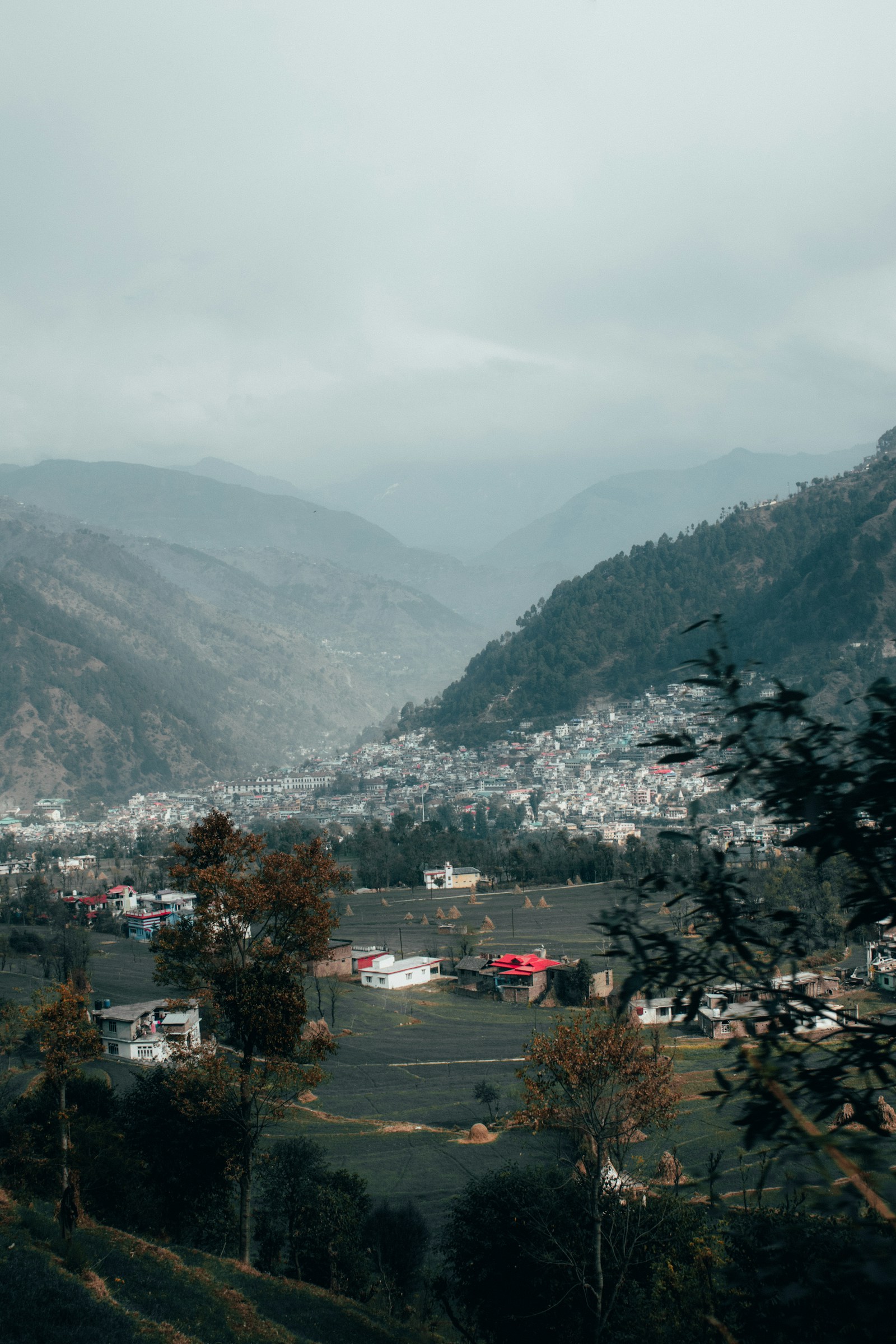 Chamba town spread across a mountain slope.