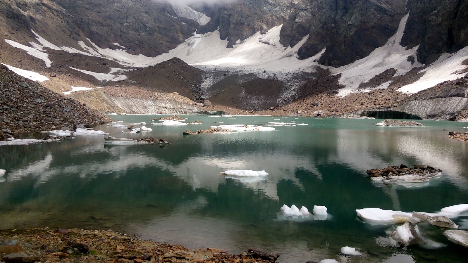 A high mountain lake in the Chamba region of Himachal Pradesh.