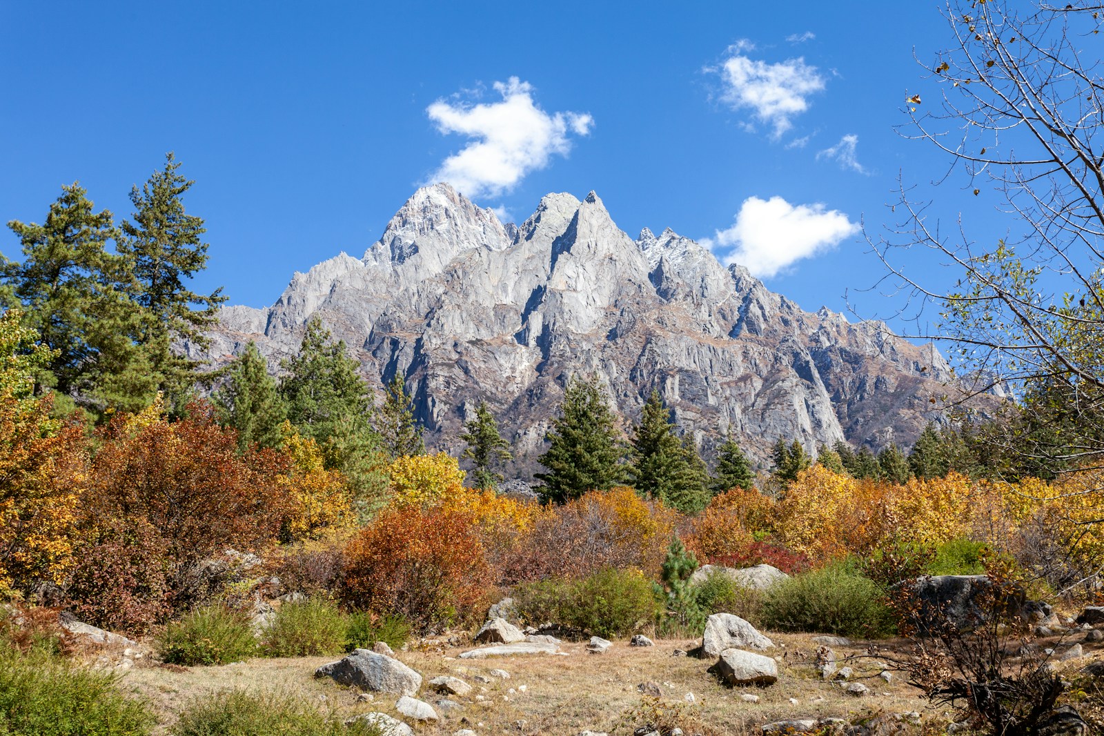 An autumn mountain landscape in Kinnaur, Himachal Pradesh.